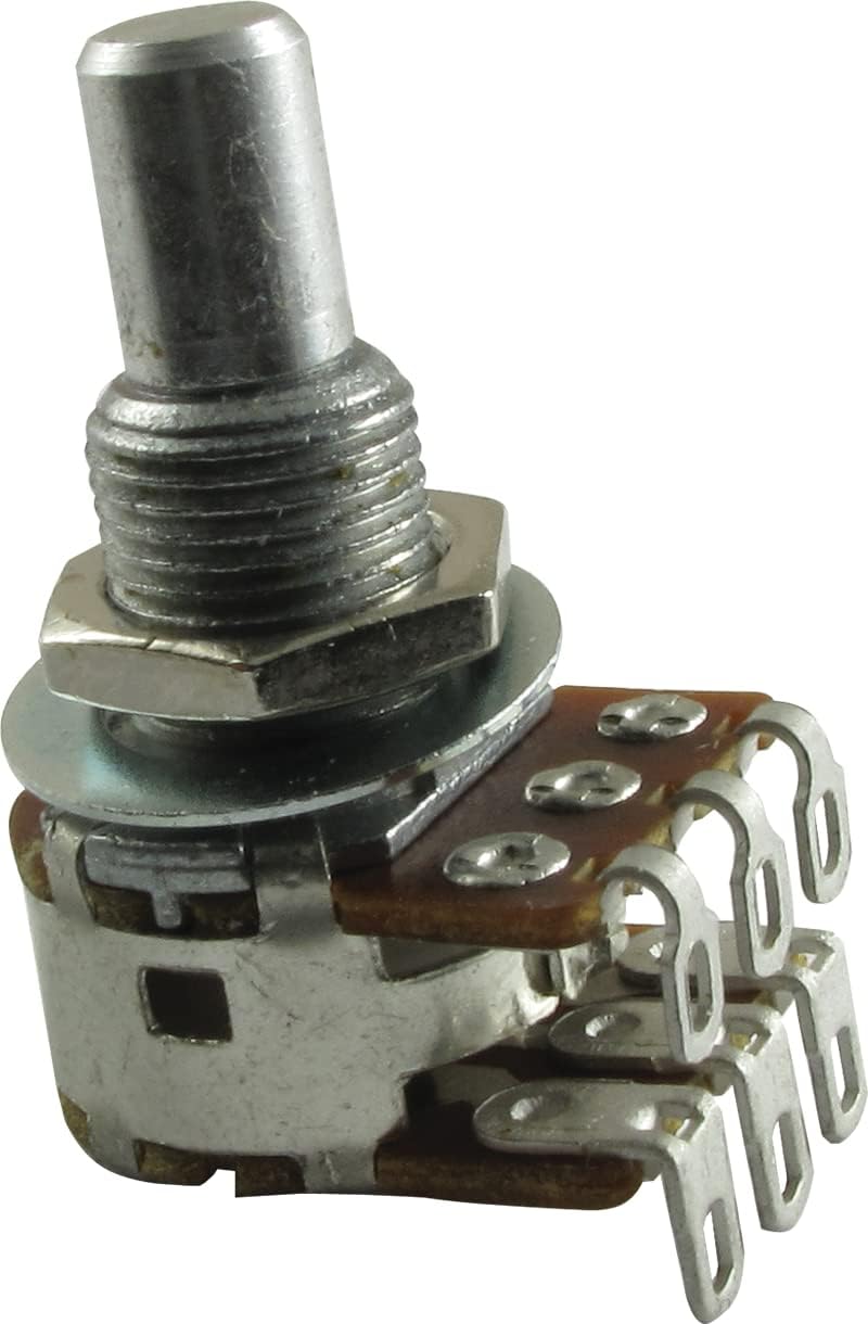 X-ON Bourns Mini Blend-Balance Guitar Potentiometer, 500K Dual MN Taper with Center Detent and Solid Shaft - Image 1